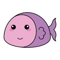 Cute kawaii fish emoji icon vector