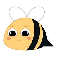 Cute kawaii bee emoji icon vector