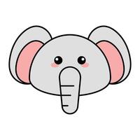 Cute kawaii elephant emoji icon vector