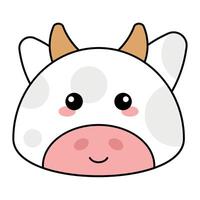Cute kawaii cow emoji icon vector