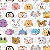 Cute kawaii emoji animal icons pattern vector