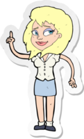 sticker of a cartoon pretty woman with idea png