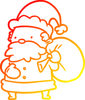 warm gradient line drawing of a santa claus png