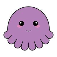 Cute kawaii octopus emoji icon vector