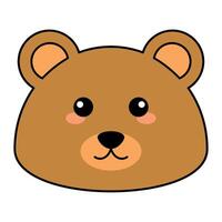 Cute kawaii bear emoji icon vector