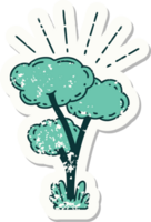 worn old sticker of a tattoo style tree png