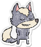 vinheta angustiada de um lobo de desenho animado amigável png