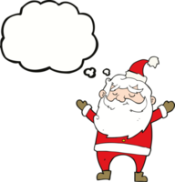 cartoon happy santa claus with thought bubble png