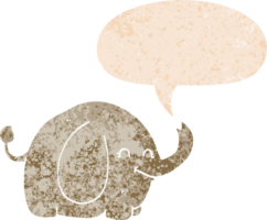 cartoon elephant with speech bubble in grunge distressed retro textured style png