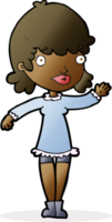 cartoon woman waving png