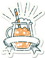 adesivo velho desgastado de uma cerveja de gengibre estilo tatuagem png