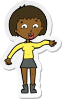 sticker of a cartoon surprised woman png