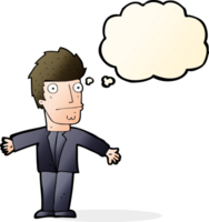 cartoon confused man with thought bubble png