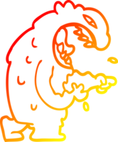 warm gradient line drawing of a cartoon halloween monster png