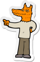 sticker of a cartoon pointing fox man png