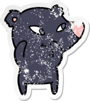 vinheta angustiada de um urso de desenho animado fofo png