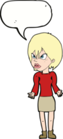 cartoon annoyed woman with speech bubble png
