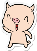 sticker of a happy cartoon pig png