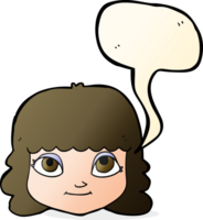 cartoon happy female face with speech bubble png