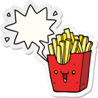 cute cartoon box of fries with speech bubble sticker png