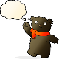 cartoon teddy bear wearing scarf with thought bubble png