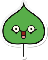 sticker of a cute cartoon expressional leaf png