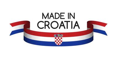 Colored ribbon with the Croatian tricolor, Made in Croatia symbol, Croatian flag isolated on white background, illustration vector