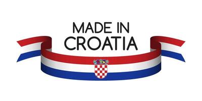 Colored ribbon with the Croatian tricolor, Made in Croatia symbol, Croatian flag isolated on white background, illustration vector