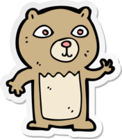 sticker of a cartoon waving teddy bear png