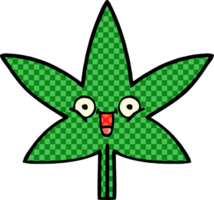 cómic libro estilo dibujos animados de un marijuana hoja png