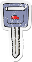 retro distressed sticker of a cartoon car key png