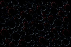 Black abstract background with incomplete red and blue rings, modern simple circular illustration vector