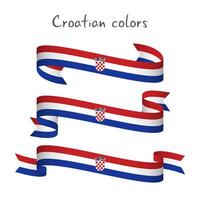 Set of three modern colored ribbon with the Croatian tricolor isolated on white background, abstract Croatian flag, Made in Croatia logo vector