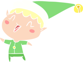 lutin de noël joyeux dessin animé style couleur plat png