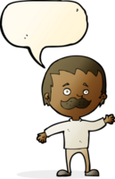 cartoon man with mustache waving with speech bubble png