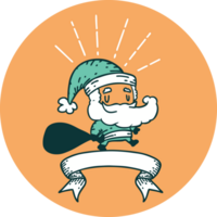 icon of a tattoo style santa claus christmas character with sack png
