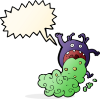 cartoon gross monster being sick with speech bubble png