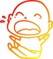 warm gradient line drawing of a cartoon shouting bald man png