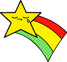 comic book style cartoon of a shooting rainbow star png