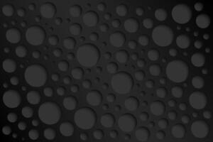 Black abstract perforated background, grey perforated circles with shadows, illustration vector