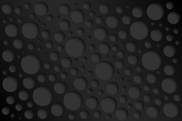 Black abstract perforated background, grey perforated circles with shadows, illustration