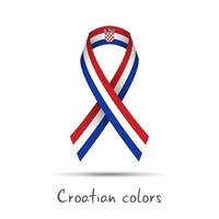 moderno de colores cinta con el croata tricolor aislado en blanco fondo, resumen croata bandera, hecho en Croacia logo vector
