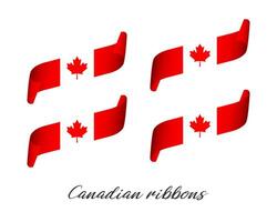 conjunto de cuatro moderno de colores cintas en canadiense color aislado en blanco fondo, bandera de Canadá, canadiense cintas vector
