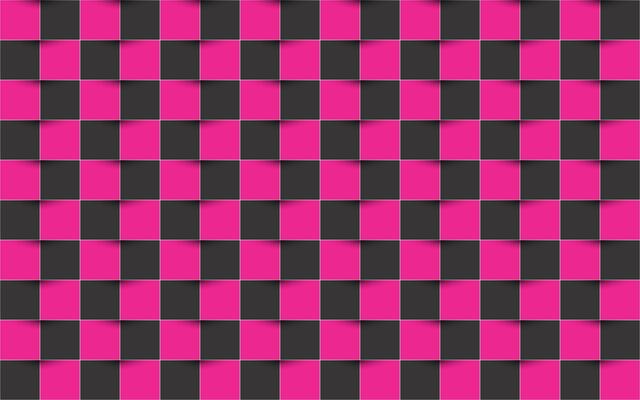 Black and pink checkered background, abstract square texture