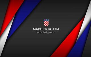 hecho en Croacia, moderno antecedentes con croata colores, superpuesto hojas de papel en el colores de el croata tricolor, resumen pantalla ancha antecedentes vector