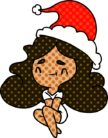 hand drawn christmas cartoon of kawaii girl png