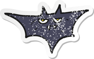 retro distressed sticker of a cartoon halloween bat png