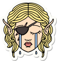 sticker of a crying elf rogue character face png
