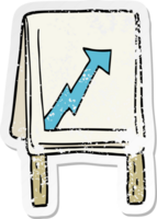 distressed sticker of a cartoon business chart with arrow png