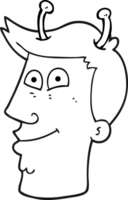 hand drawn black and white cartoon alien man png